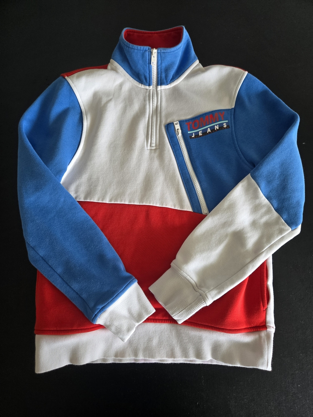 Tommy Jeans Womens XS Colorblock Quarter Zip Sweatshirt Pullover